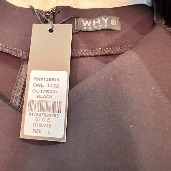 #A144 Why Dress Black Gala look Dress Organza Wing like Sleeves NWT L - Picture 3 of 10